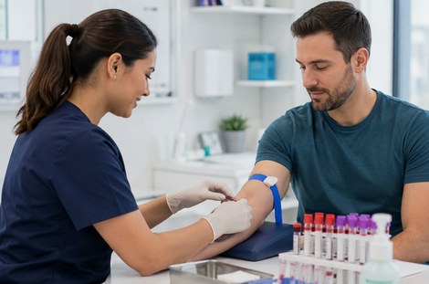 Blood sample being taken for testing
