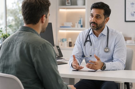 Doctor consulting with a male patient
