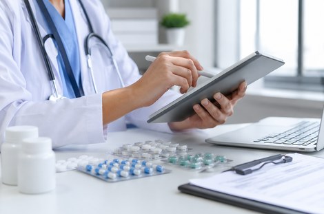 Pharmacist preparing a prescription