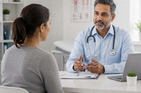 Woman at a GP women's health appointment